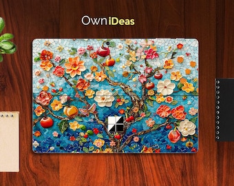 Skin per computer Surface Pro 10 con motivo a fiori colorati e alberi, regalo personalizzato per Surface Pro 9 8 7 6 5 4 3 X Surface Go 2, Go 3