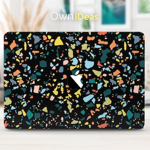 macbook pro 14 inch skin Black terrazzo design Apple laptop decal mac keyboard Cover Personalized macbook air m2  13 inch 14 inch
