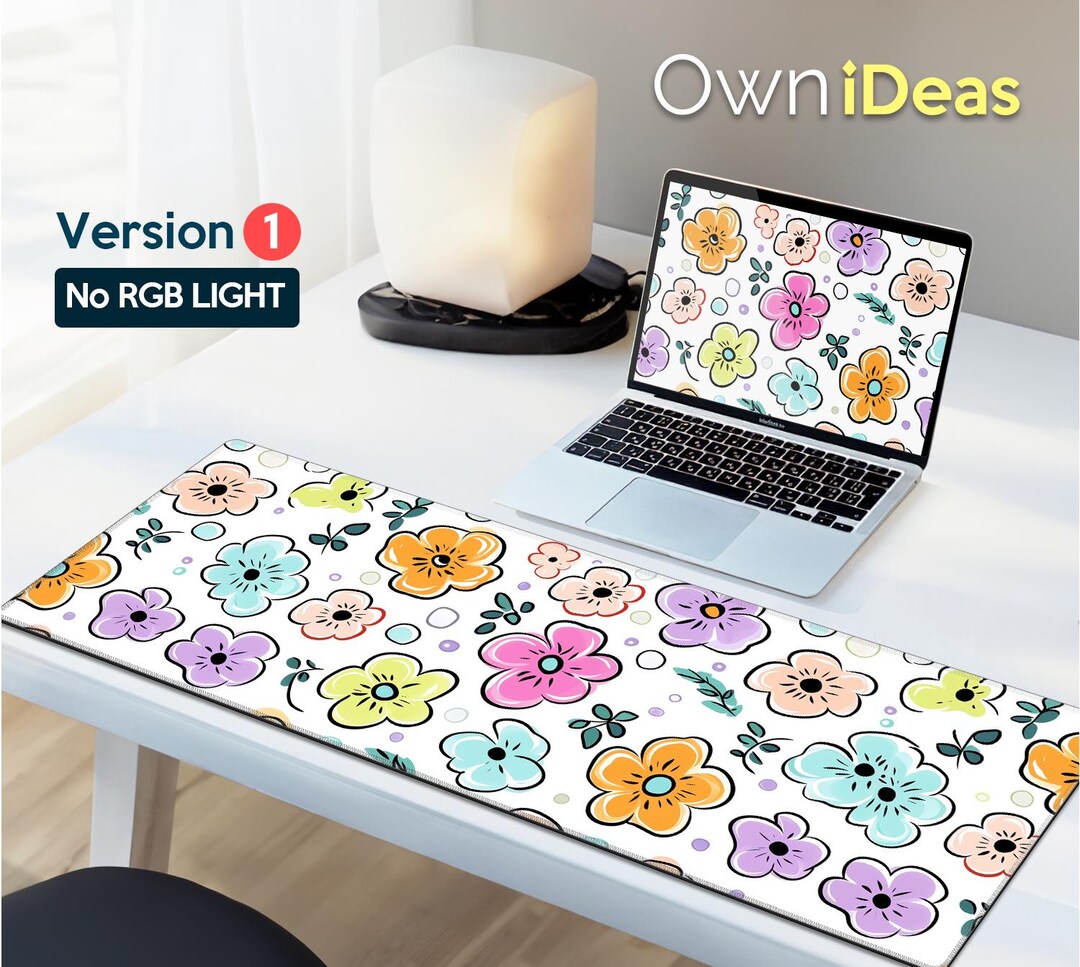 Floral Computer Mat Cute Colorful Flower Design Desk Mat Personalized Computer Gaming Mouse ...