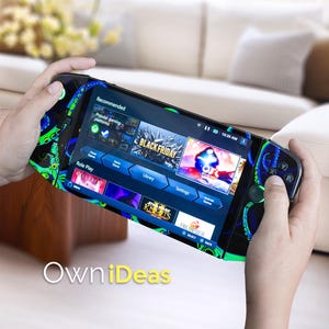 May include: A handheld gaming console with a black and green octopus design. The screen displays a "Black Friday" promotion and game options. The text "OwniIdeas" is at the bottom.
