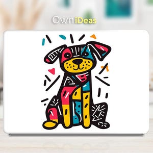 Dell Laptop Decal Colorful Puppy Pattern Design Personalized Gift Custom Decal for XPS Latitude Inspiron Vostro Alienware Precision Series