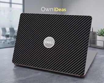 Dell-laptop skin fiber zwart effen kleur Gepersonaliseerde geïndividualiseerde cadeau Past op Xps Latitude Inspiron Vostro Alienware Precision G-serie