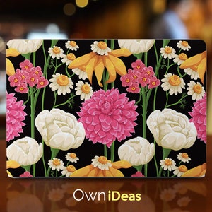 Peony Floral Design 14 Inch Macbook Pro Full Coverage Aesthetics Skin Keyboard Cover Gifts for Mom Personalized Laptop Accessories Sticker