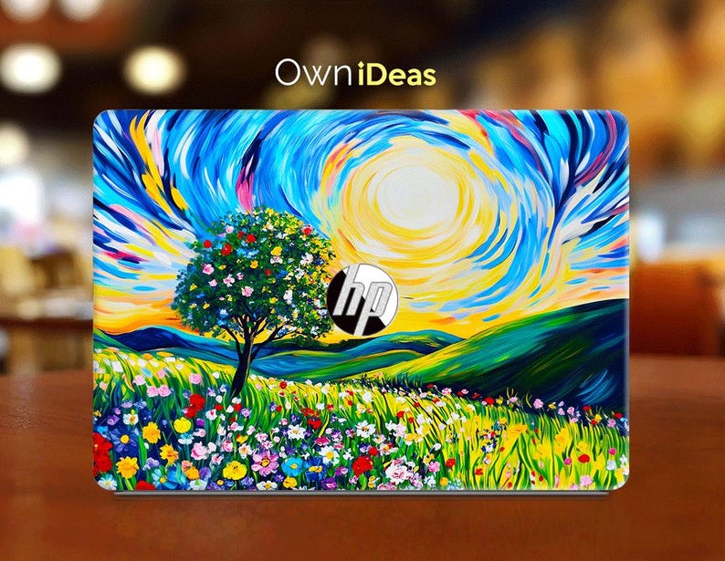 Hp Laptop Decal Oil Painting Colorful Tree Pattern Personalized Gift ...