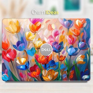 Dell Laptop Decal Colorful Bright Oil Painting Flower Design Personalized Gift For XPS Latitude Inspiron Vostro Alienware Precision Series