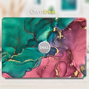 Laptopstickers Dell groen retro marmeren textuur Gepersonaliseerd cadeau voor beste vriend past op Xps Latitude Inspiron Vostro Alienware Precision G-serie