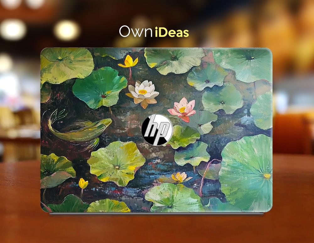 Hp Laptop Decal Oil Painting Lotus Pond Pattern Personalized Gift for ...