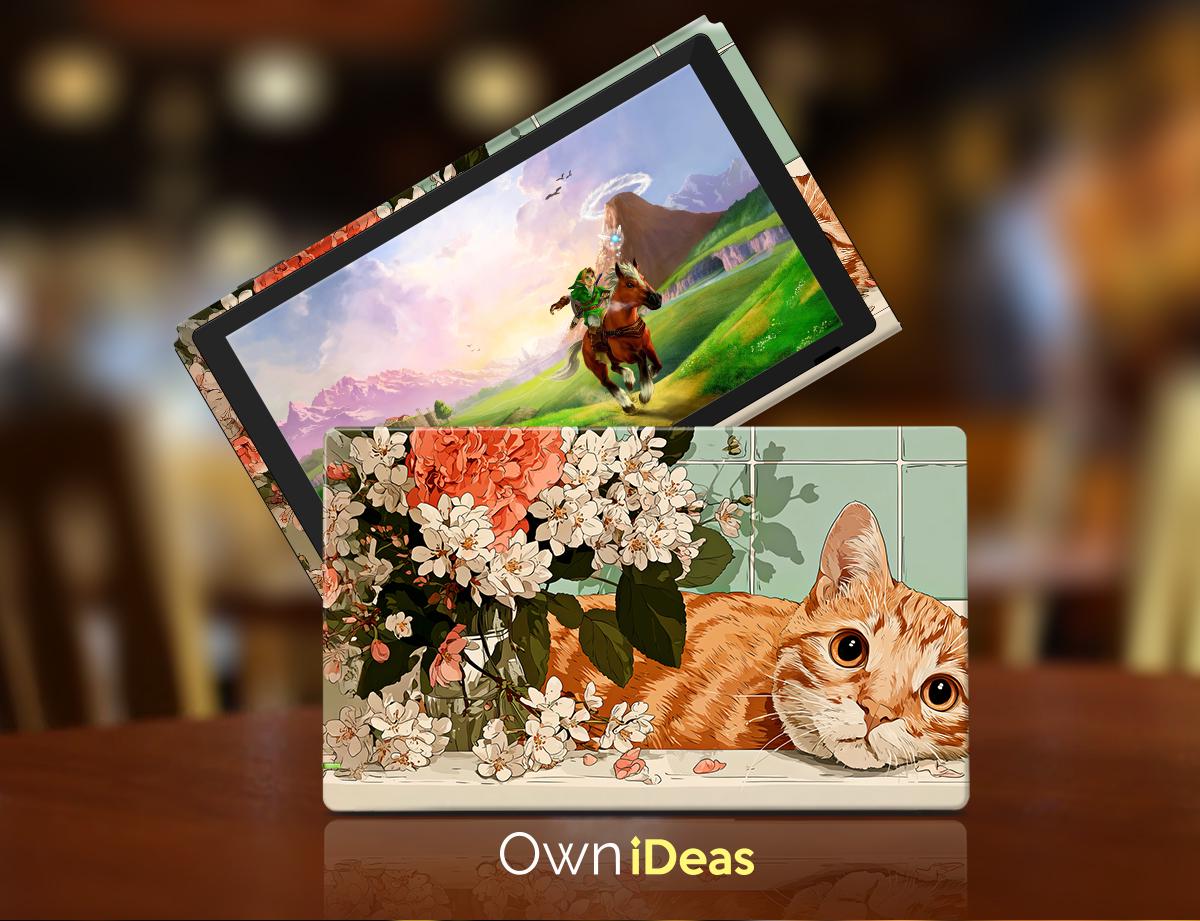 Switch 2 Stickers W Console Case Windowsill Orange Cat Custom