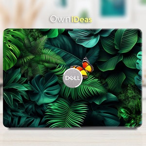 Dell Laptop Skin Green Leaf Background Butterfly Personalized Customizable Gift For XPs Latitude Inspiron Vostro Alienware Precision  Series