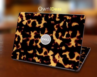 Dell 15 Laptop Skin Retro Amber Black Tortoiseshell Pattern Decal Personalized Gift for XPS Latitude Inspiron Vostro Alienware Precision