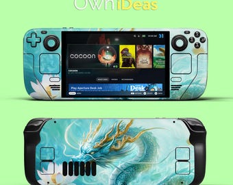 Steam Deck Skin Mystical Blue Dragon Design Vinyl Sticker Clear Skin For Steam Deck and Steam Deck Oled