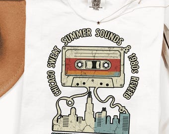 Chicago Summer Sounds Graphic Tee, Retro 1980s Reverb Cassette Tape Shirt, Windy City Grant Park Survival Club Vintage