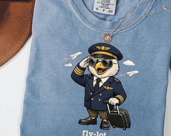 Camiseta gráfica de piloto de águila, regalo divertido de aviación para papá, camiseta de viaje de capitán, ropa con mascota de aviador.