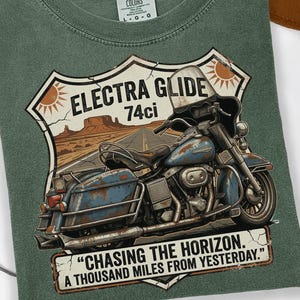 Electra Glide Shirt, Vintage Motorcycle Tee, Retro Biker Gift, Route 66 Desert Road T-Shirt, Motorcycle Lover Gift, Classic Biker Shirt