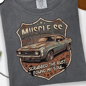 Camiseta SS American Muscle Retro Car, Camiseta The Rust Found Soul, Ropa de Automóvil Vintage imagen 1