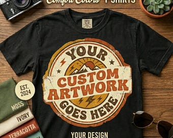 Camiseta con logo personalizado, camiseta Comfort Colors personalizada, camiseta de diseño único, crea tu propia camiseta unisex.