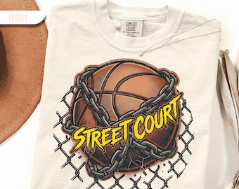 Camiseta gráfica de baloncesto callejero, camiseta urbana de baloncesto callejero, ropa con estampado de red de cadena, regalo para aficionado al baloncesto para él.