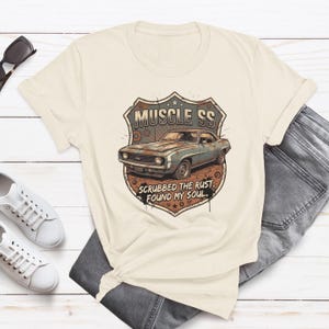 Camiseta SS American Muscle Retro Car, Camiseta The Rust Found Soul, Ropa de Automóvil Vintage imagen 12