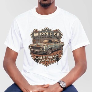 Camiseta SS American Muscle Retro Car, Camiseta The Rust Found Soul, Ropa de Automóvil Vintage imagen 4