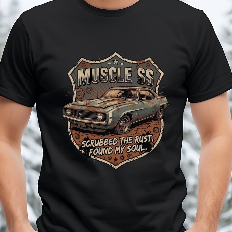 Camiseta SS American Muscle Retro Car, Camiseta The Rust Found Soul, Ropa de Automóvil Vintage imagen 3