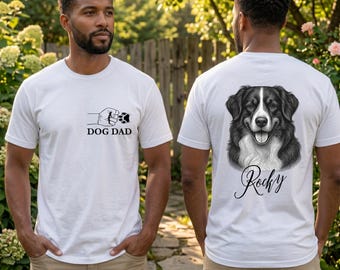 Camiseta personalizada para papás de perros, camiseta con retrato de mascota personalizado, regalo para amantes de los animales con saludo de puño, camiseta unisex con gráfico y nombre de cachorro.