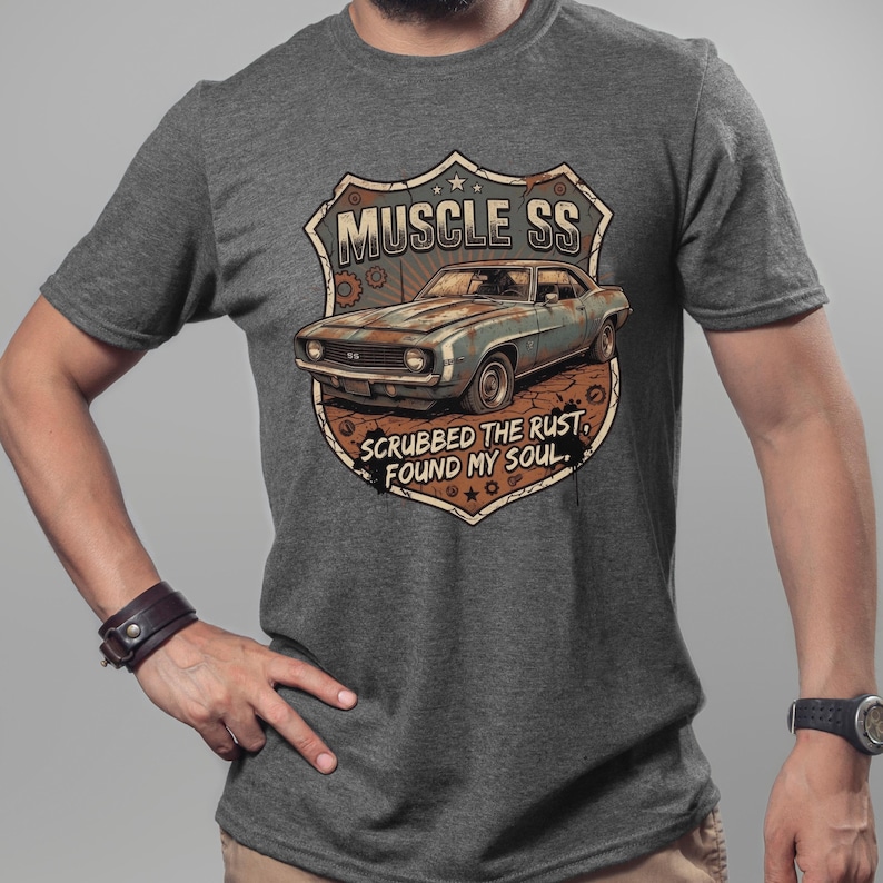 Camiseta SS American Muscle Retro Car, Camiseta The Rust Found Soul, Ropa de Automóvil Vintage imagen 5