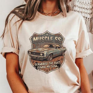 Camiseta SS American Muscle Retro Car, Camiseta The Rust Found Soul, Ropa de Automóvil Vintage imagen 7
