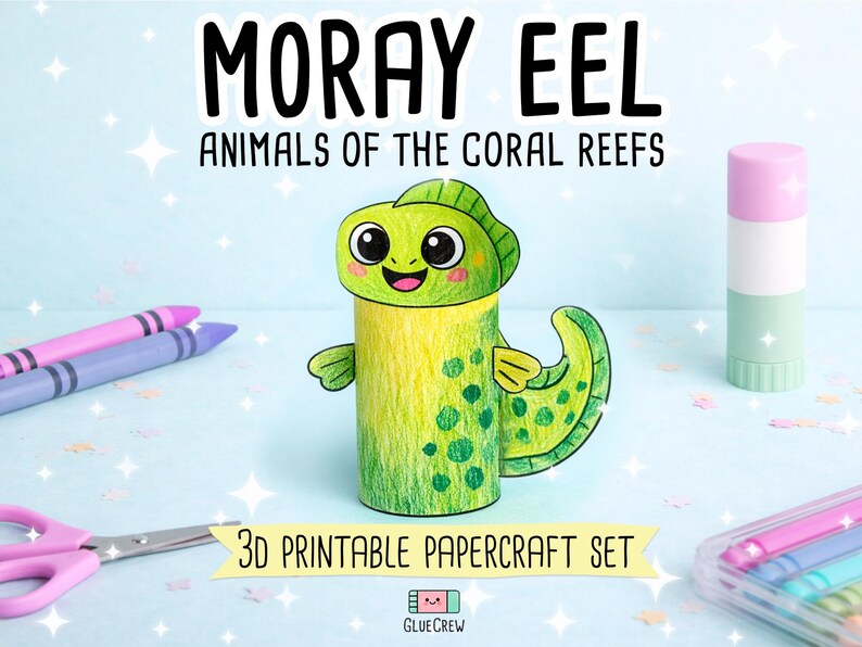 moray eel animals of the coral reef paper craft for kids