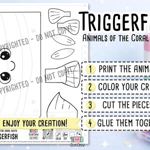 triggerfish marine animal papercraft