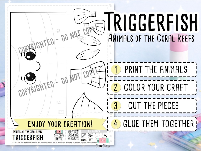 triggerfish marine animal papercraft