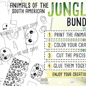 Jungle Animals 3D Paper Craft Activity Pack | 14 DIY South American Animal Crafts for Kids | Science Thematic Unit and Habitat Activity image 3