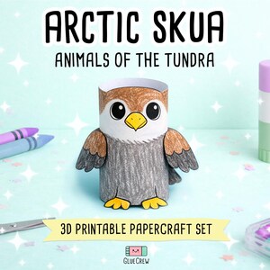 Arctic Skua DIY Printable Paper Craft | 3D Printable DIY Craft for Kids | Arctic Wildlife | Teacher School Homeschool Habitat Unit image 1