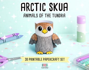 Arctic Skua DIY Printable Paper Craft | 3D Printable DIY Craft for Kids | Arctic Wildlife | Teacher School Homeschool Habitat Unit