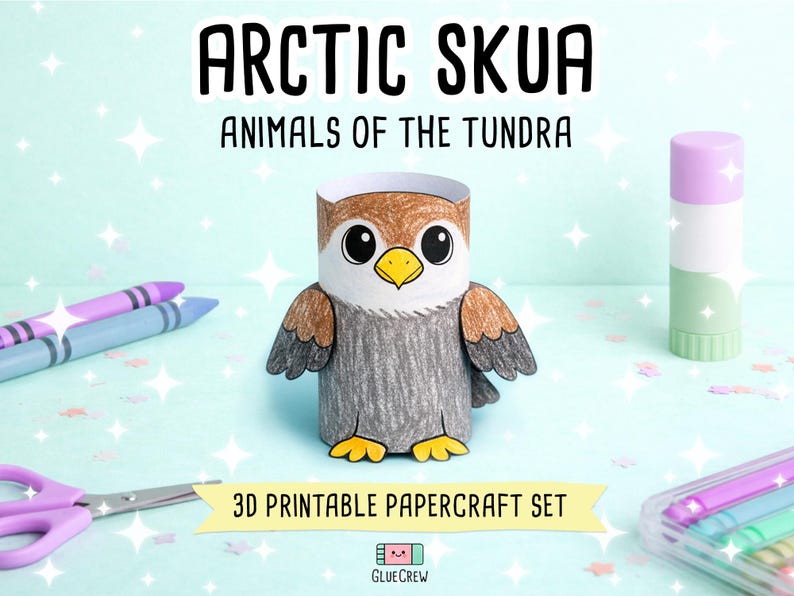 Arctic Skua DIY Printable Paper Craft | 3D Printable DIY Craft for Kids | Arctic Wildlife | Teacher School Homeschool Habitat Unit image 1