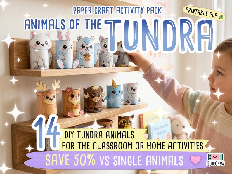 TUNDRA Animals 3D Paper Craft Activity Pack - 14 Printable 3D DIY Craft for Kids | Thematic Habitat Activity School, Home or for Classrooms image 8