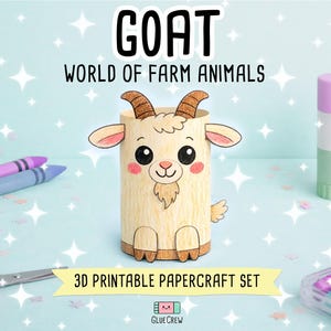 Goat DIY Printable Paper Craft | 3D Printable DIY Craft for Kids | Farm Animals | Teacher School Homeschool Habitat Unit | Science Project image 1
