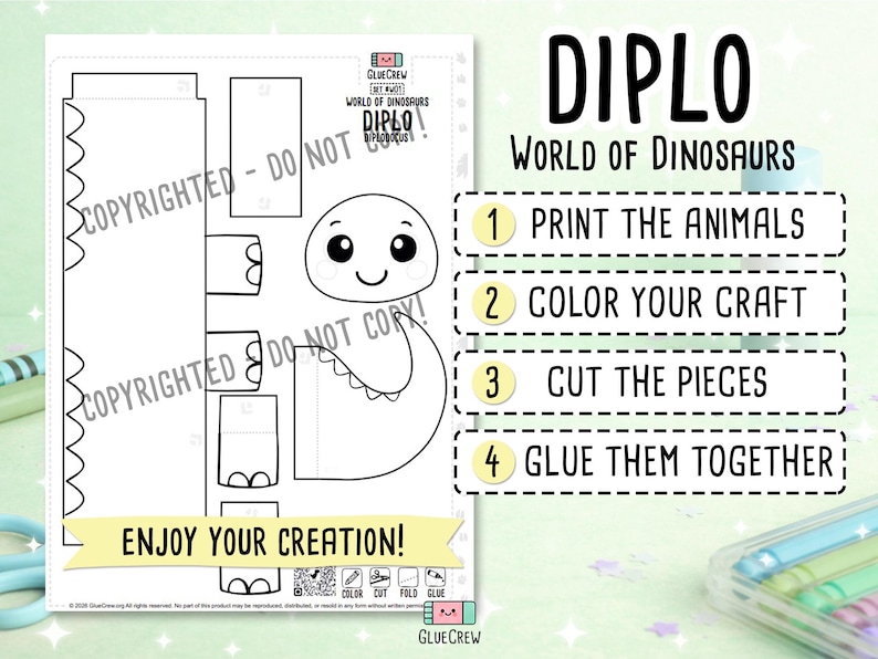 Diplodocus 3D Papercraft DIY Kit, Dinosaurier Handwerk Perfekt für Klassenzimmer Projekte, Haus Schule & Sommer Projekt für Kinder Bild 2