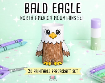 Bald Eagle Printable Craft for Kids | DIY Paper Craft for Classroom | Woodland Habitat | Classroom Homeschool Fine Motor Activity DIY Craft