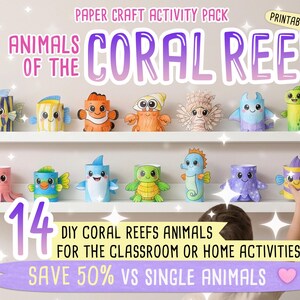 animals of the coral reef paper craft for kids