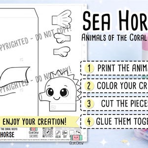 seahorse marine animal sea papercraft
