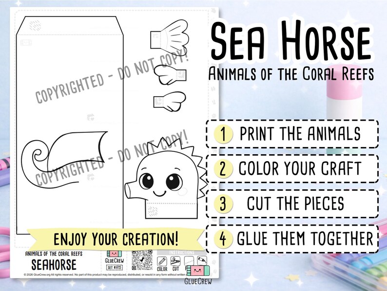 seahorse marine animal sea papercraft