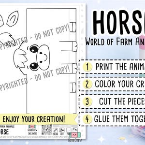 Horse DIY Printable Paper Craft | 3D Printable DIY Craft for Kids | Farm Classroom | Classroom Homeschool Fine Motor Activity | Kids Craft image 2