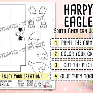 Harpy Eagle Printable Craft for Kids | DIY Paper Craft for Classroom | Jungle Habitat | Classroom Homeschool Fine Motor Activity | DIY Craft image 2