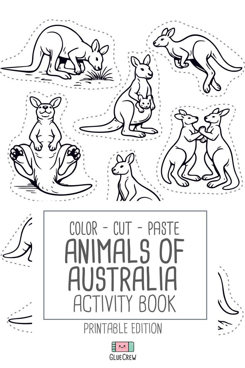 Australia Animals Activity Book | Kids Coloring, Cut & Paste (PDF Printable) image 13