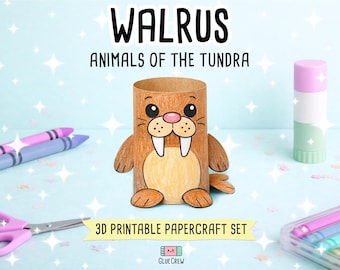 Walrus Printable Craft for Kids | Printable Kids Paper Craft Activity | Arctic Animals | Preschool Classroom Homeschool Activity | DIY Craft