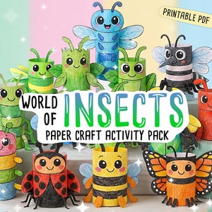 Insects Paper Craft Activity Pack - 14 DIY 3D Bugs for Classroom Homeschool Printable Fun bild 1