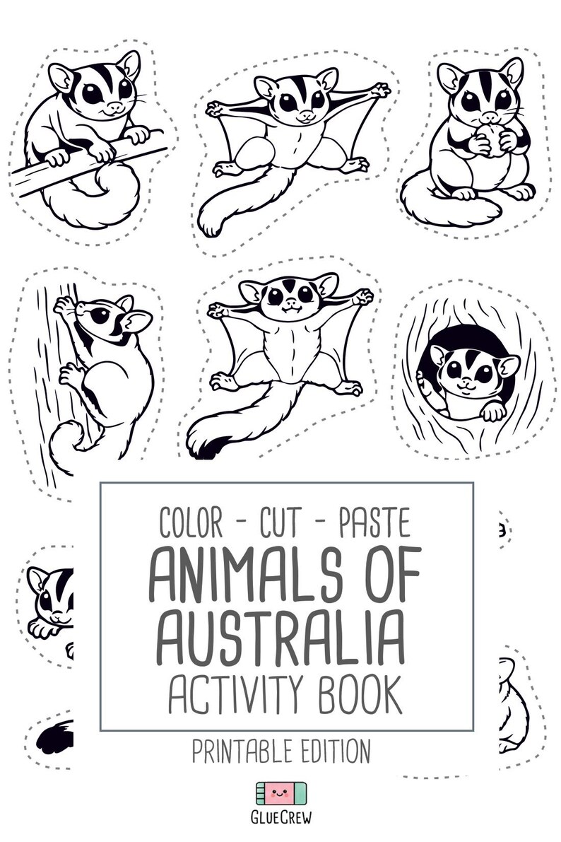 Australia Animals Activity Book | Kids Coloring, Cut & Paste (PDF Printable) image 6