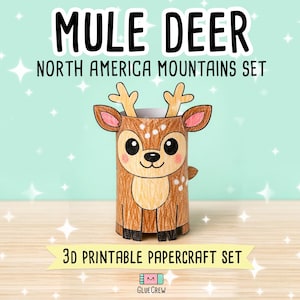 Animals of the Mountains Printable Paper Craft Bundle - North America Wildlife Set for Kids - DIY Educational Art Activity imagen 17