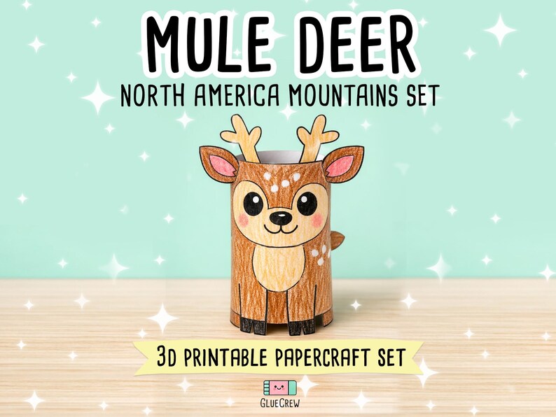 Animals of the Mountains Printable Paper Craft Bundle - North America Wildlife Set for Kids - DIY Educational Art Activity imagen 17