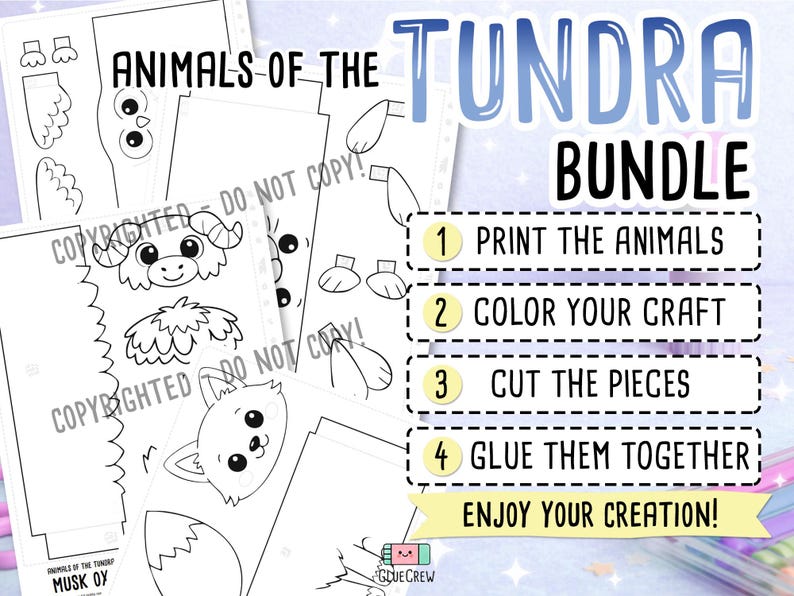 TUNDRA Animals 3D Paper Craft Activity Pack - 14 Printable 3D DIY Craft for Kids | Thematic Habitat Activity School, Home or for Classrooms image 6